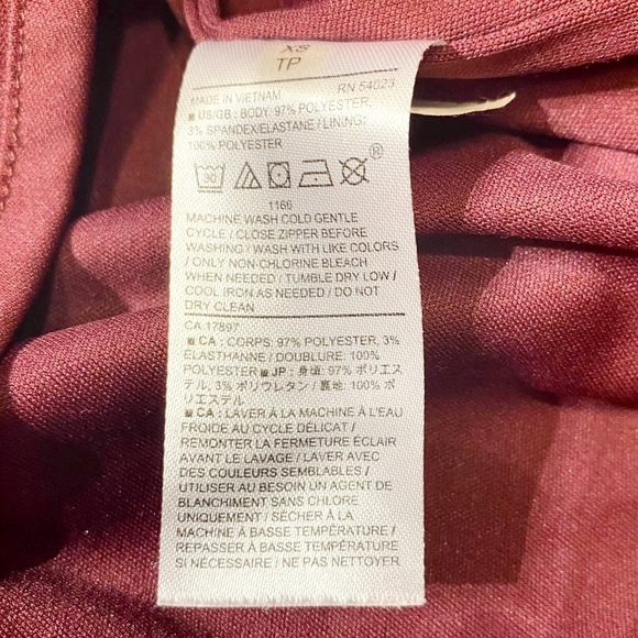 Banana Republic Maroon Plaid Texture Shift Dress Bell Sleeves Women's XS EUC - Picture 5 of 5